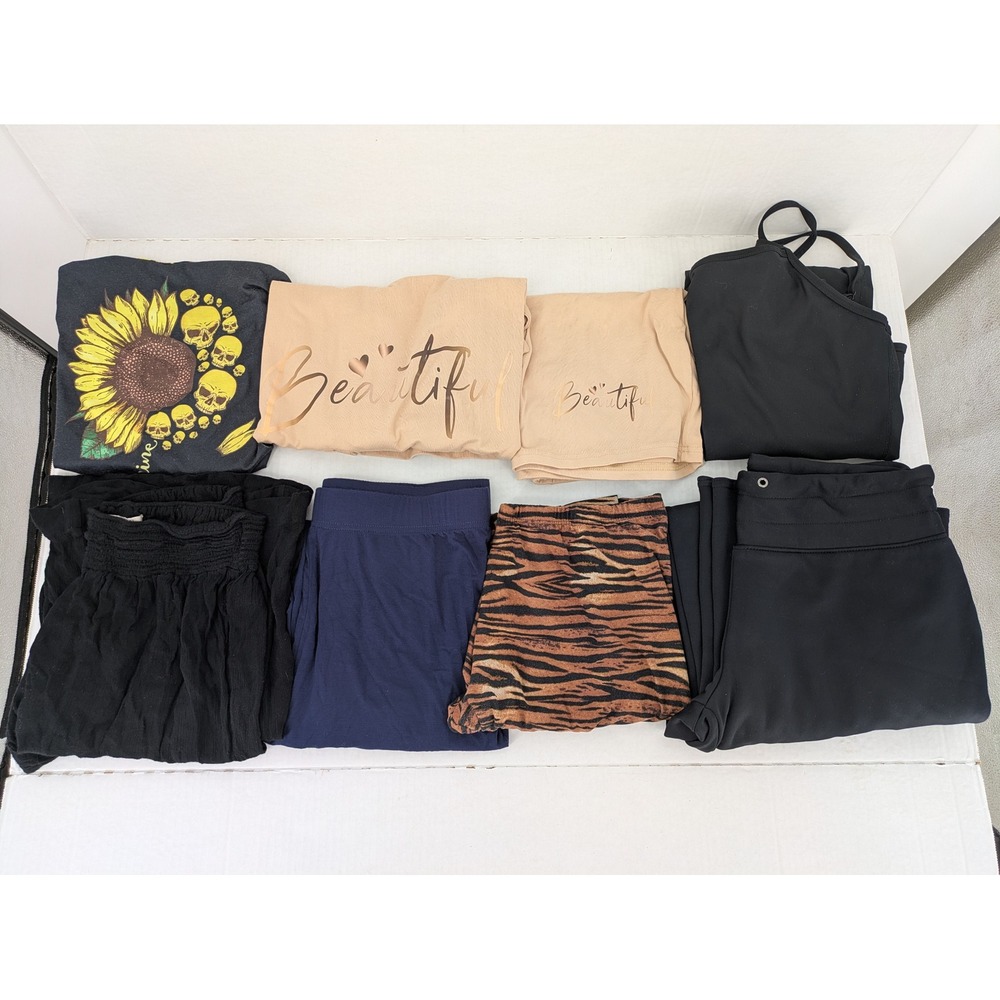 Womens Medium Activewear Clothing Lot  Old Navy Black Wide Leg Pants Sunflowers